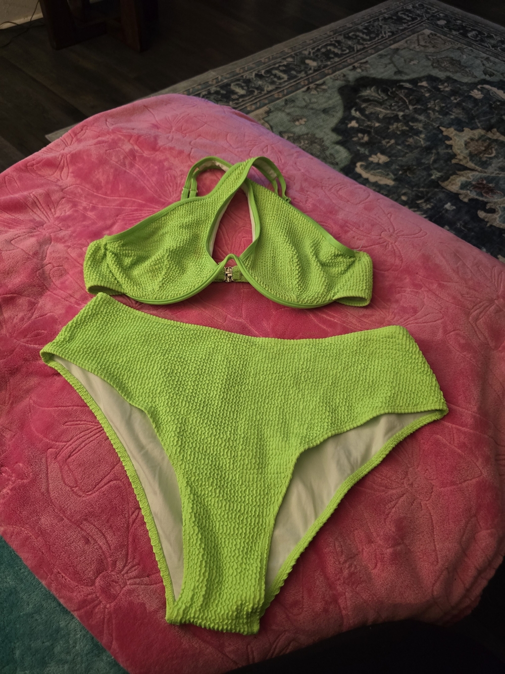 Neon Lime Textured Bikini Set